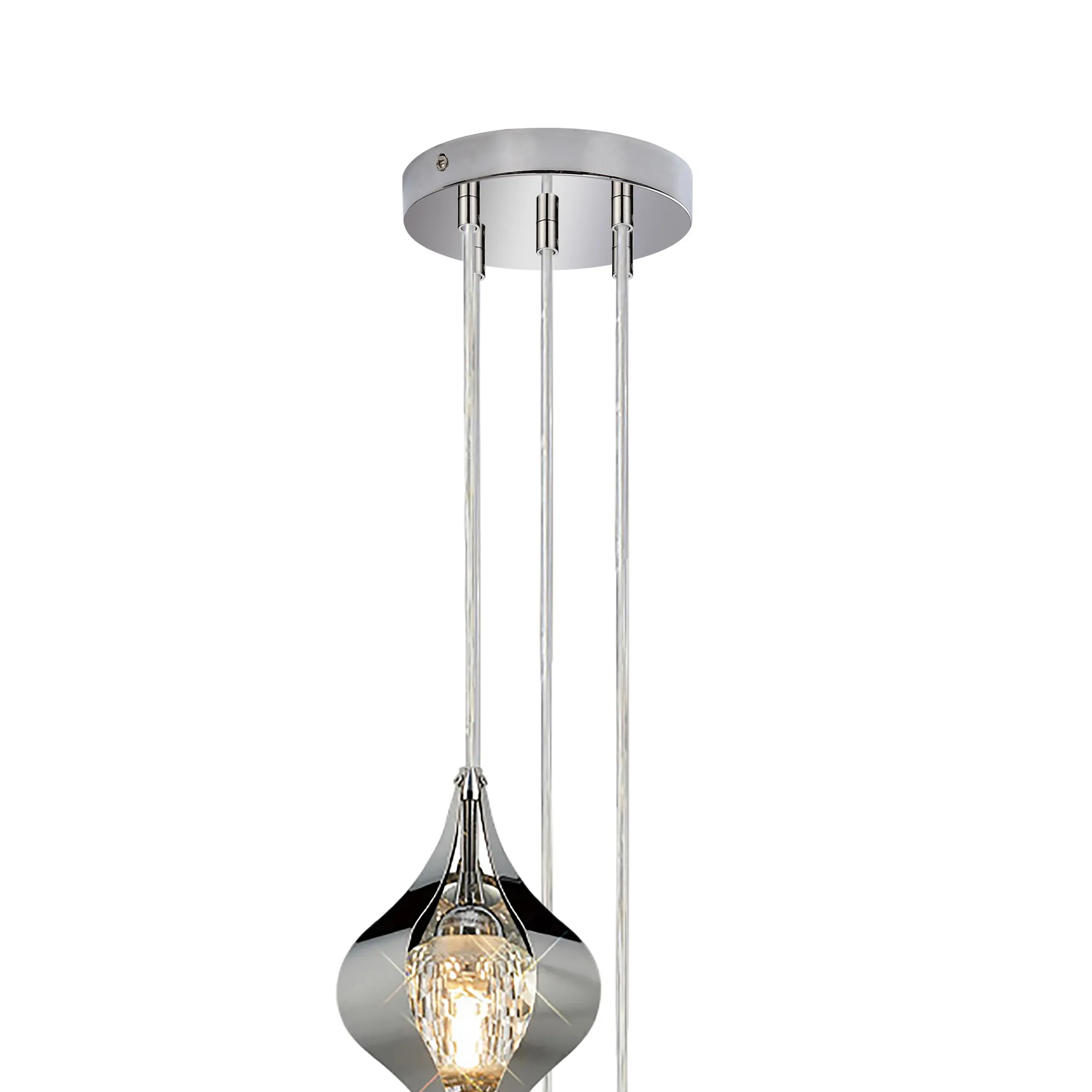 Amano 25cm Round Pendant, 5 Light Adjustable G9, Polished Chrome/Crystal IL31852CH  Diyas Amano